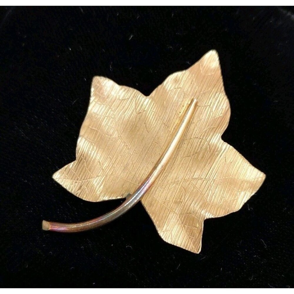 VTG Gold Filled Leaf Brooch 12K GF Signed CA Carl-Art MCM Pin